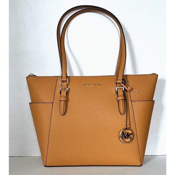 New Michael Kors Charlotte Large Shoulder Tote Saffiano Leather Cider - Picture 1 of 5